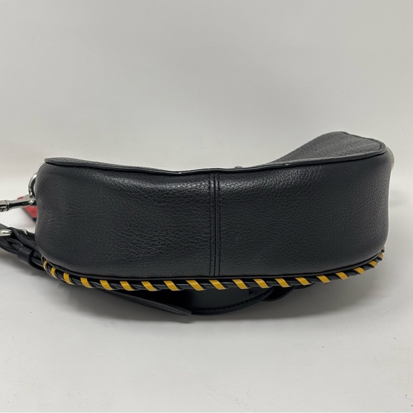 Coach Whipstitch Black Leather Georgie Saddle Bag Crossbody - Picture 6 of 16